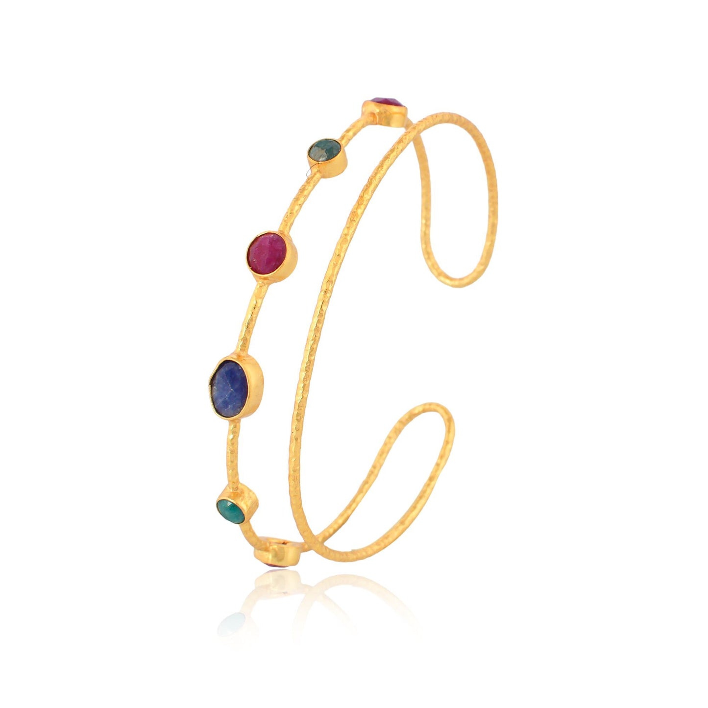 Multi Gemstone Bangle/Handmade Bangle/Hoop Bangle/Matte Bangle/Vermeil Emerald Bangle/Gold Plated Bangle/Ruby Bangle/Blue Sapphire Bangle