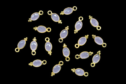 Rose Quartz Charms Connector/Handmade Jewelry/Gold Plated Connector/Tiny Pendant/Rose Quartz Pendant/Oval Shape Connector/Gemstone Charms