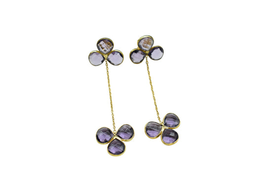 Amethyst Danglig Earring/Bridal Earring/Gemstone Earring/Handmade Earring/Gold Plated Earring/Statement Earrings For Bridal/Handmade Jewelry