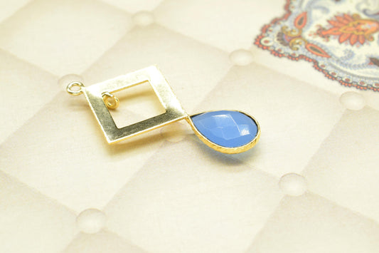 Blue Chalcedony Teardrop Pendant/9x13 Faceted Teardrop Gemstone/ Faceted Cut Gemstone/Single Bail Pendant/Handmade Items/Charms & Pendants/