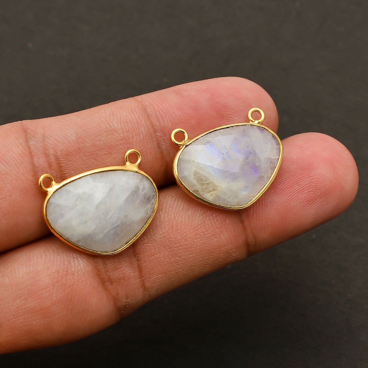Moonstone 15x20m Bezel connector,Moonstone kidney Shape Gold Plated bezel,Moonstone Bezels,Gold Vermeil Bezel,jewelry Gold-Filled bezelcharm