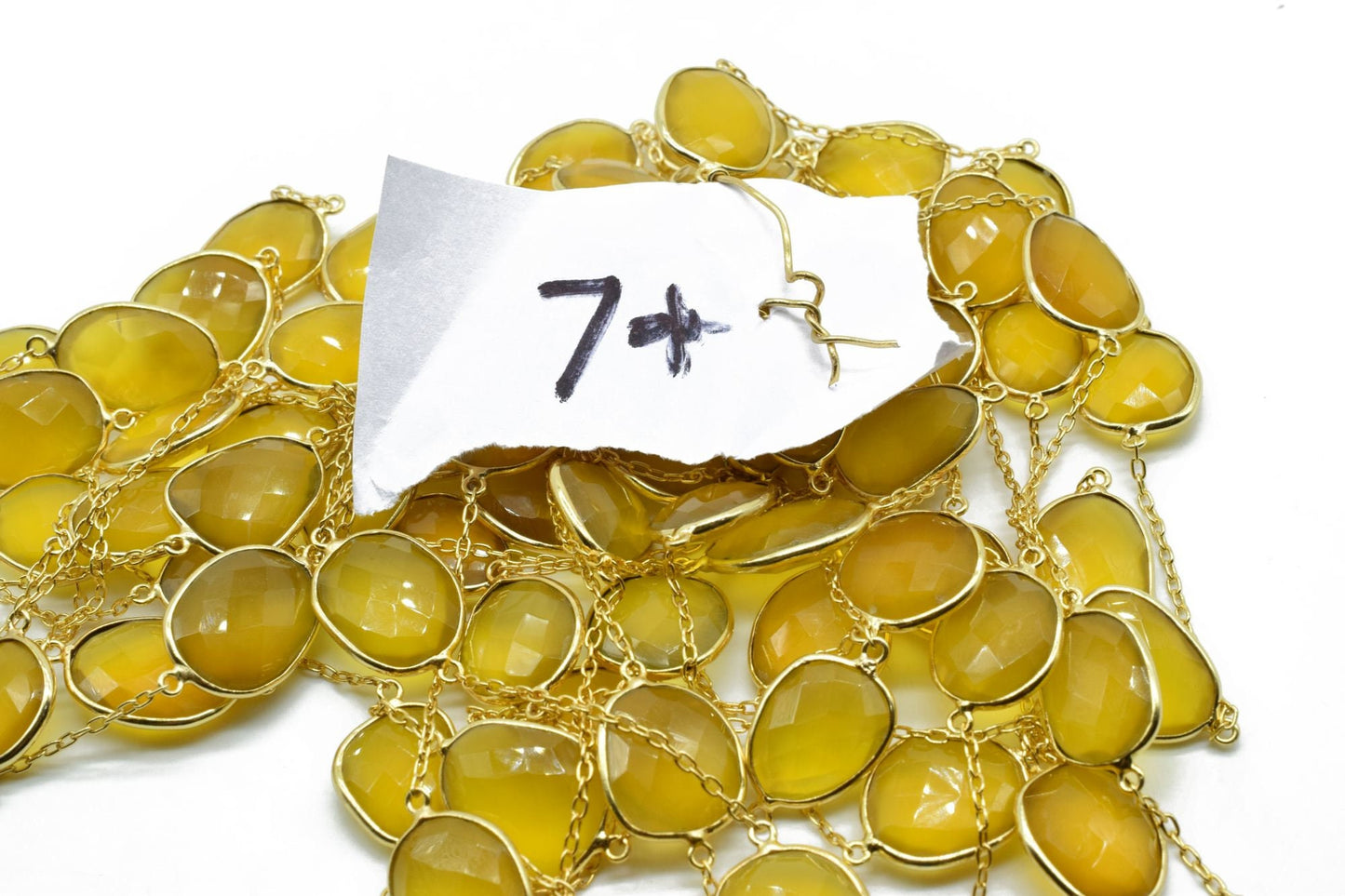 Yellow Chalcedony Bezel Connector Chain,Free Size Faceted Gemstone Connector Chains,Handmade Bezel Link Chains,Gold Plated Bezel Link Chains