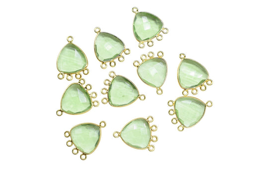 Green Amethyst 15mm Triangle Bezel Connector/Gold Plated Jewelry/Women Jewelry/Connector Jewelry/Handmade Connector/Connector Jewelry/Gift