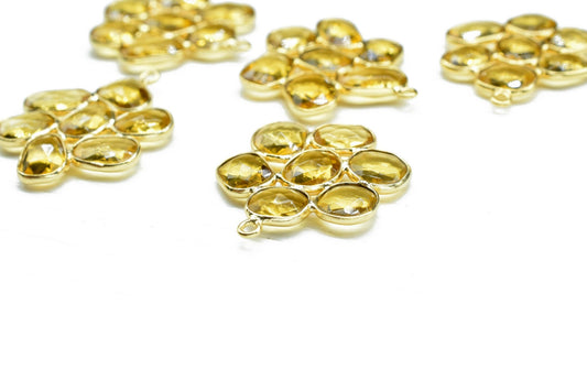 Citrine Quartz Dangle Earring Component,Citrine Quartz Earring Connector,Pendant Jewelry Connectors,Citrine Gemstone Gold Plating Necklace