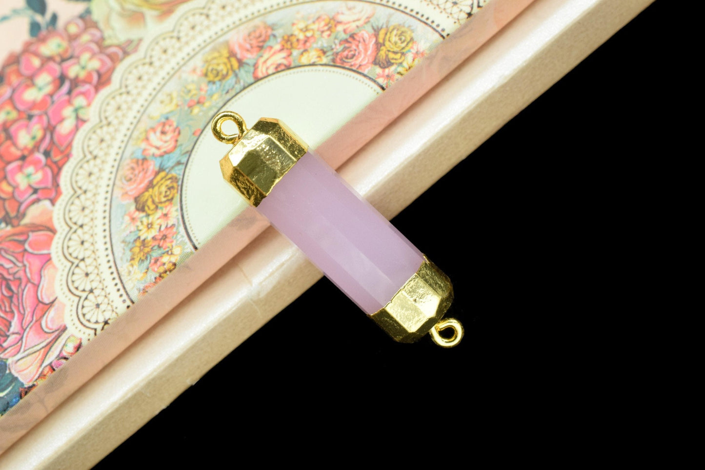 Rose Chalcedony Point Pendants,Handmade Pencil Charms,Gemstone Jewelry Making Supply,Double Bail Pointed Connectors,7x25mm Faceted Jewelry