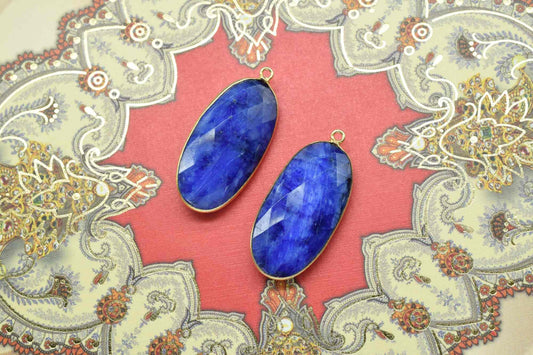 Blue sapphire 14x28mm Long oval Shape bezel,Gold Plated bezel,sapphire Bezel Charm,Gold Vermeil Bezel,jewelry making charm,Gold-Filled bezel