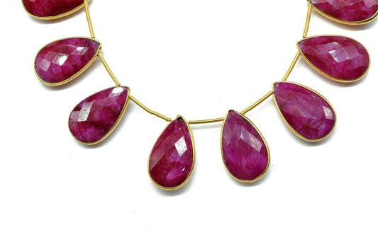 Natural Ruby 12x20mm Gold plated charms ,Ruby Charm,Making Jewelry Supplies,Natural charms,jewelry,Ruby beads,Ruby jewelry