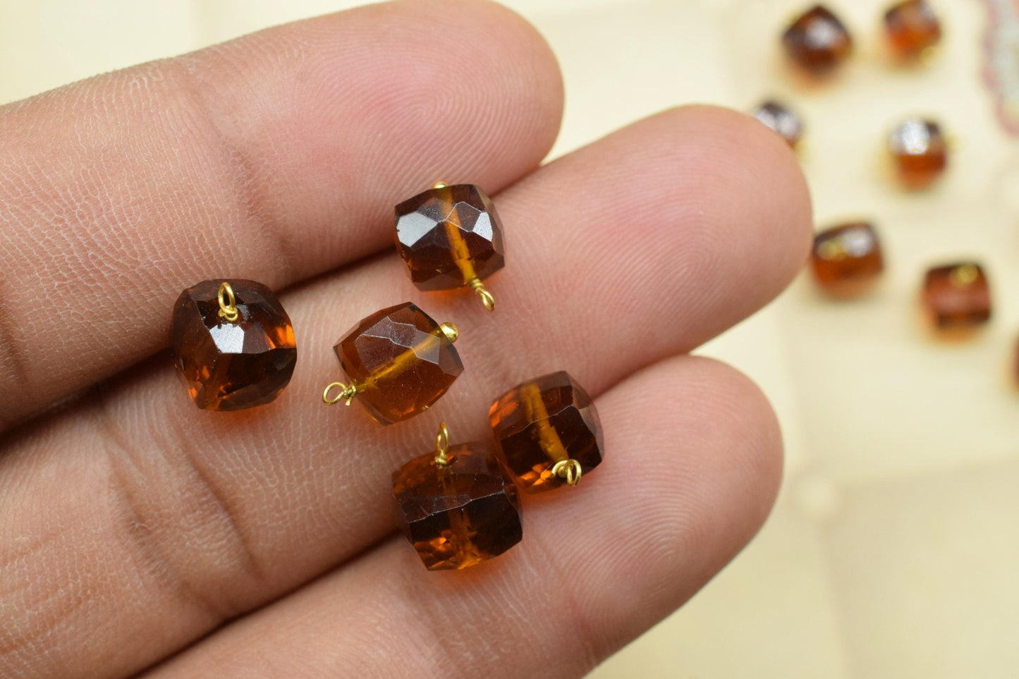 Whisky Quartz Component pendant Charm,Handmade pendant Jewelry,3D Cube Box pendant,Gemstone 3D Cube Beads,Whisky Quartz pendant Connector