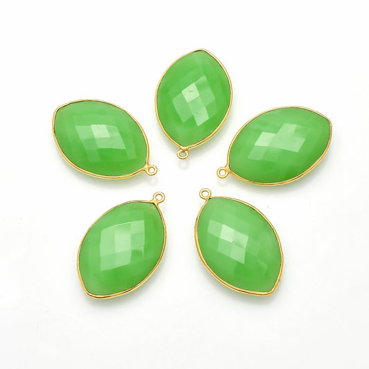 Chrysoprase 20x30mm Marquise Shape bezel,Gold Plated bezel,Chrysoprase Bezel Charm,Gold Vermeil Bezel,jewelry making charm,Gold-Filled bezel