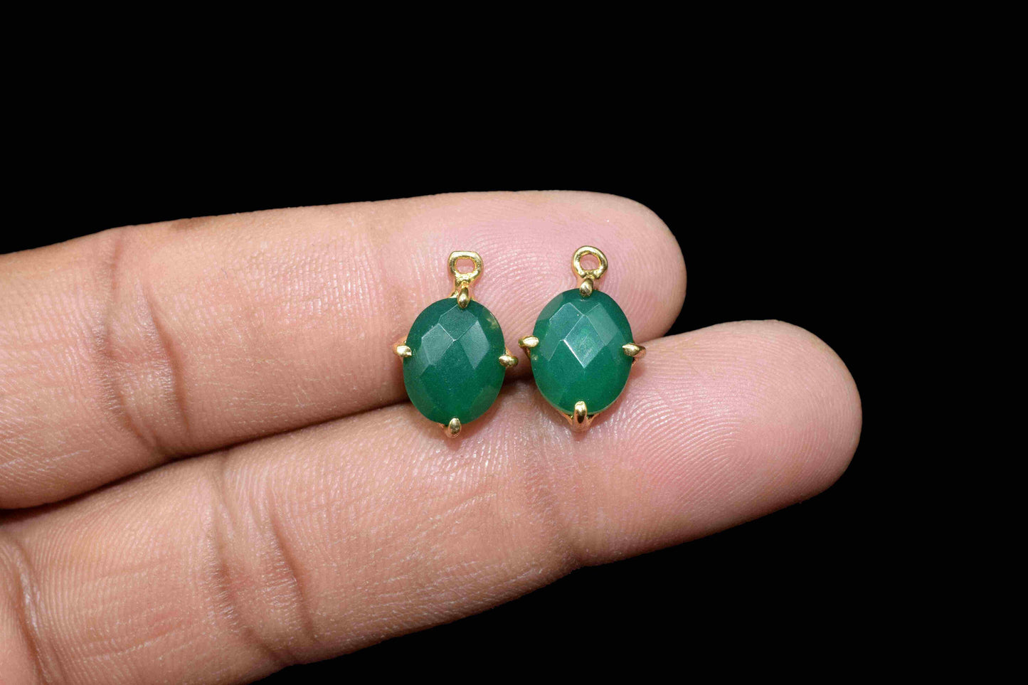 Green Onyx 8x10mm Oval Shape Connector,Green Onyx bezel frame Connector,Green onyx Single bail connector Jewelry Making,Green Onyx Component