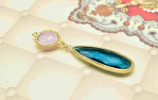 Rose Quartz Pendant Charms , Neon Apatite Dangle Earring Component , Multi Gemstone Dangle Earring , Component Jewelry , B'day Gift