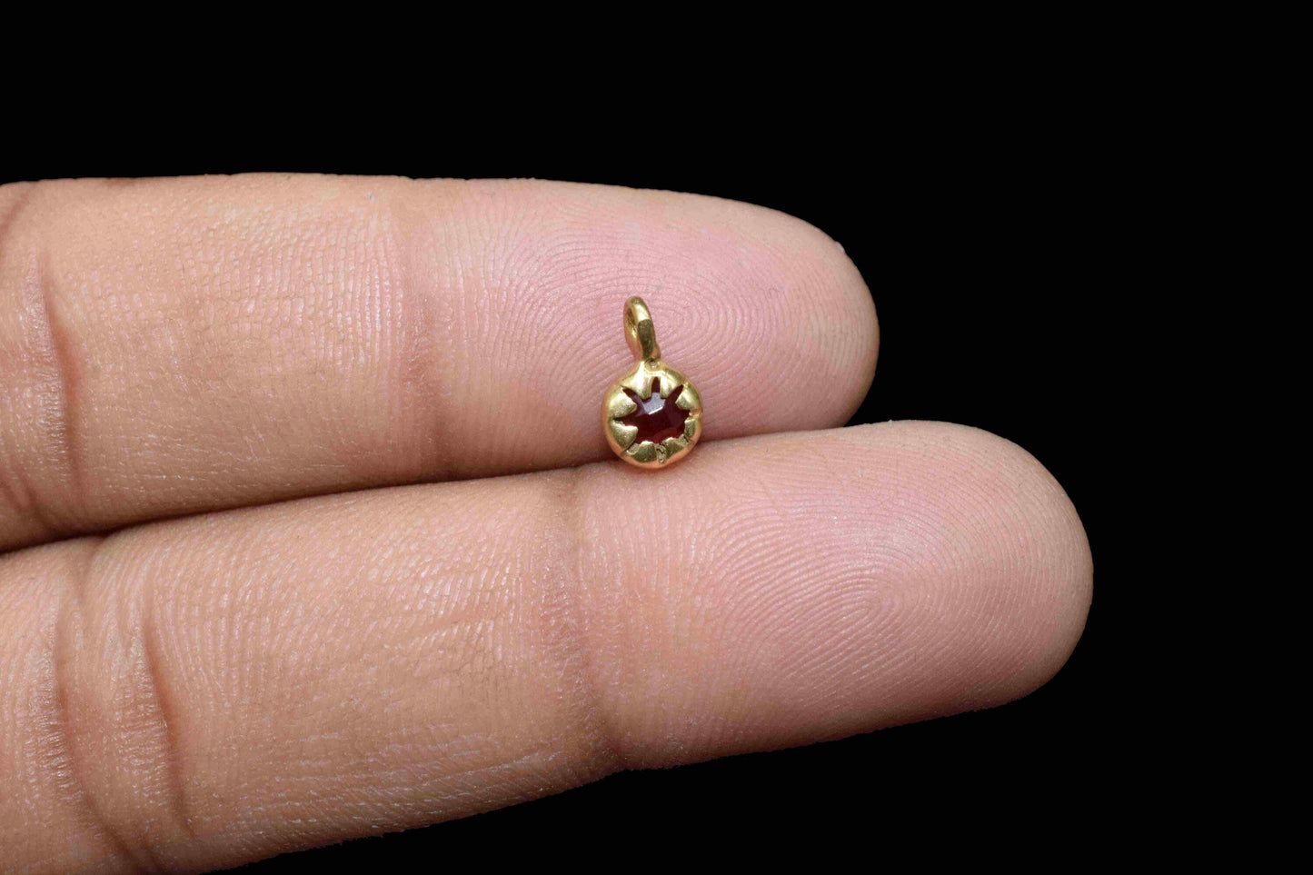 Garnet Gold Plating Single Bail Jewellery,Garnet October Birthstone Necklace Connectors,Garnet Gemstone 5mm Round Shape Pendant Jewelry,Gift