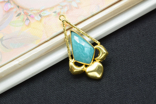 Amazonite Necklace Pendant/Single Bail Charm/Jewelry/Faceted Pendant/Gemstone Component/Necklace Pendant/Summer Collection/Anniversary Gift