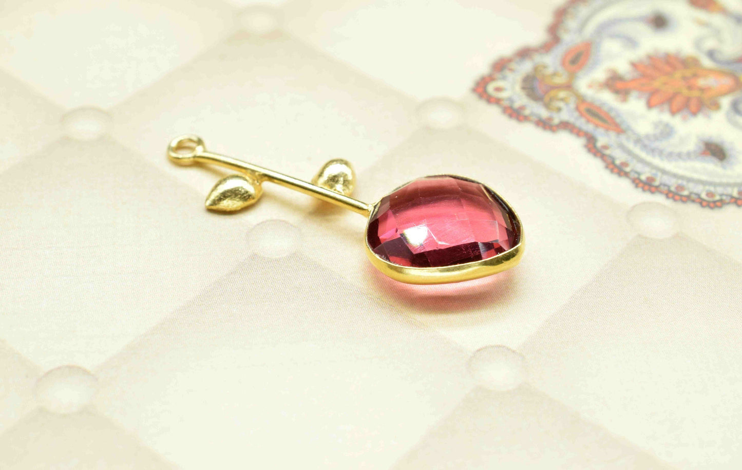 Pink Tourmaline Single Bail Pendant , Pink Tourmaline Charms , Heart Shape Charms , Genuine Gemstone Charms , Gemstone Connectors , Summer