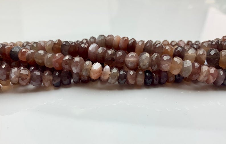 6MM Chocolate Moonstone faceted Rondelles,Length 8''Top Quality,Natural Moonstone beads,Jewelry Making beads Craft,Gemstone Bead, Quality