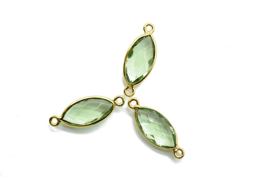 Green Amethyst 8x16mm marquise shape double bail Connectors,Green Amethyst Double Bail bezel link,Jewelry making supplies,Double Bail Charms