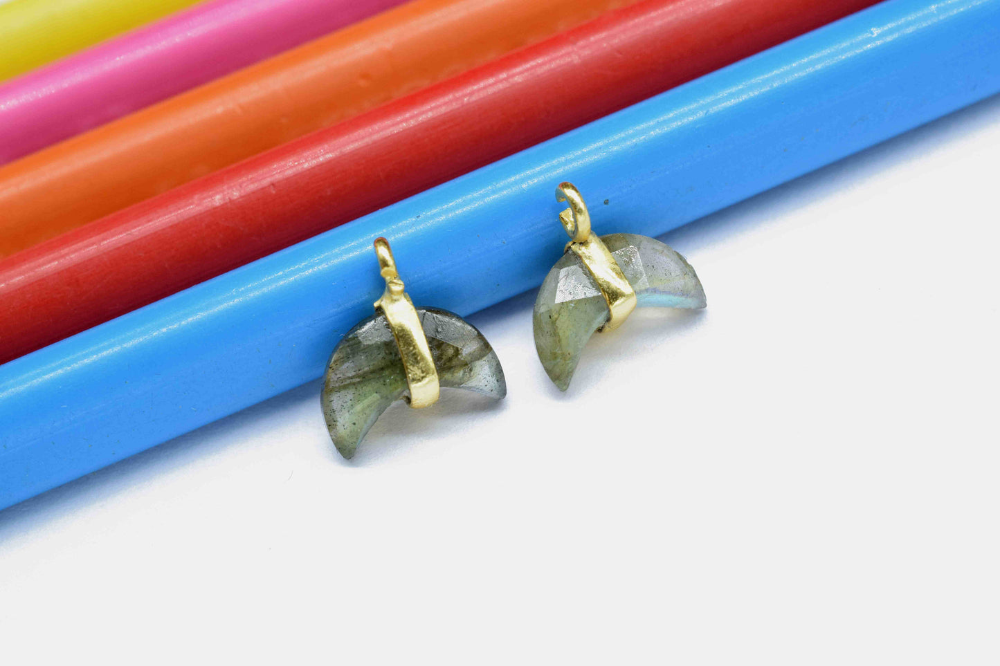 Labradorite Half Moon Pendant,Crescent Moon Charm Pendant,Gemstone Half Moon Pendant,Crescent Moon Pendant, Labradorite Gemstone Jewelry