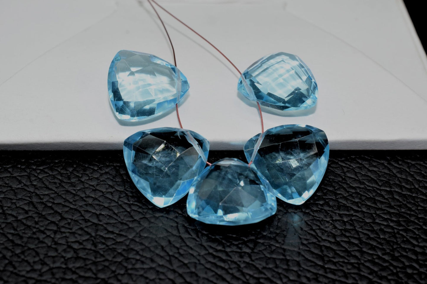 Sky Topaz Faceted Trillion Shape Briolettes,Side drilled Briolette,Finest Topaz Briolette,Handmade Briolette,December Birthstone briolette