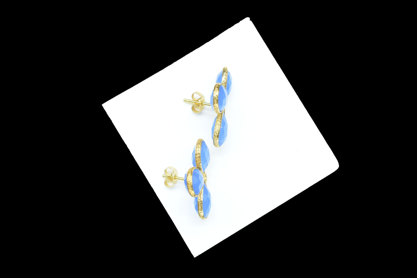 Blue Chalcedony Gemstone Earring Connector/Gold Plated Jewelry/Chalcedony Handmade Jewelry/Bezel Component/Jewelry making Stone/Pear Shape