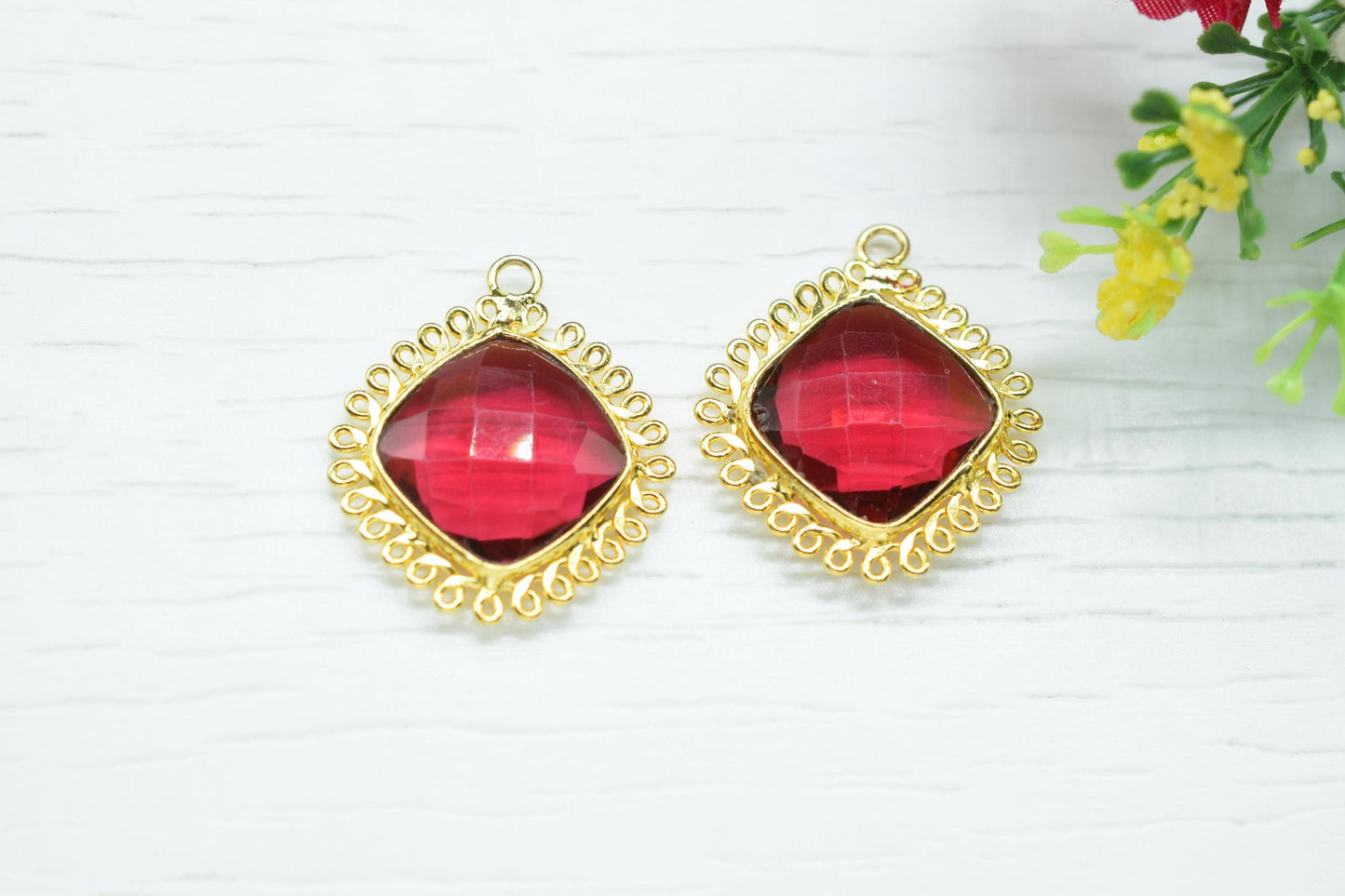 Pink Tourmaline 14mm Cushion Bezel Charms,Gemstone Single Bail,Component charm,Handmade Jewellery Connectors,Boho Pendant Charm,Bday Gift