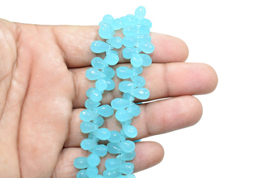 Peru Chalcedony faceted drops,AAA Quality teardrop bead,bridal Jewelry Making Supplie,Peru Chalcedony Teardrop,6x10 mm drops,9'' drop srtand