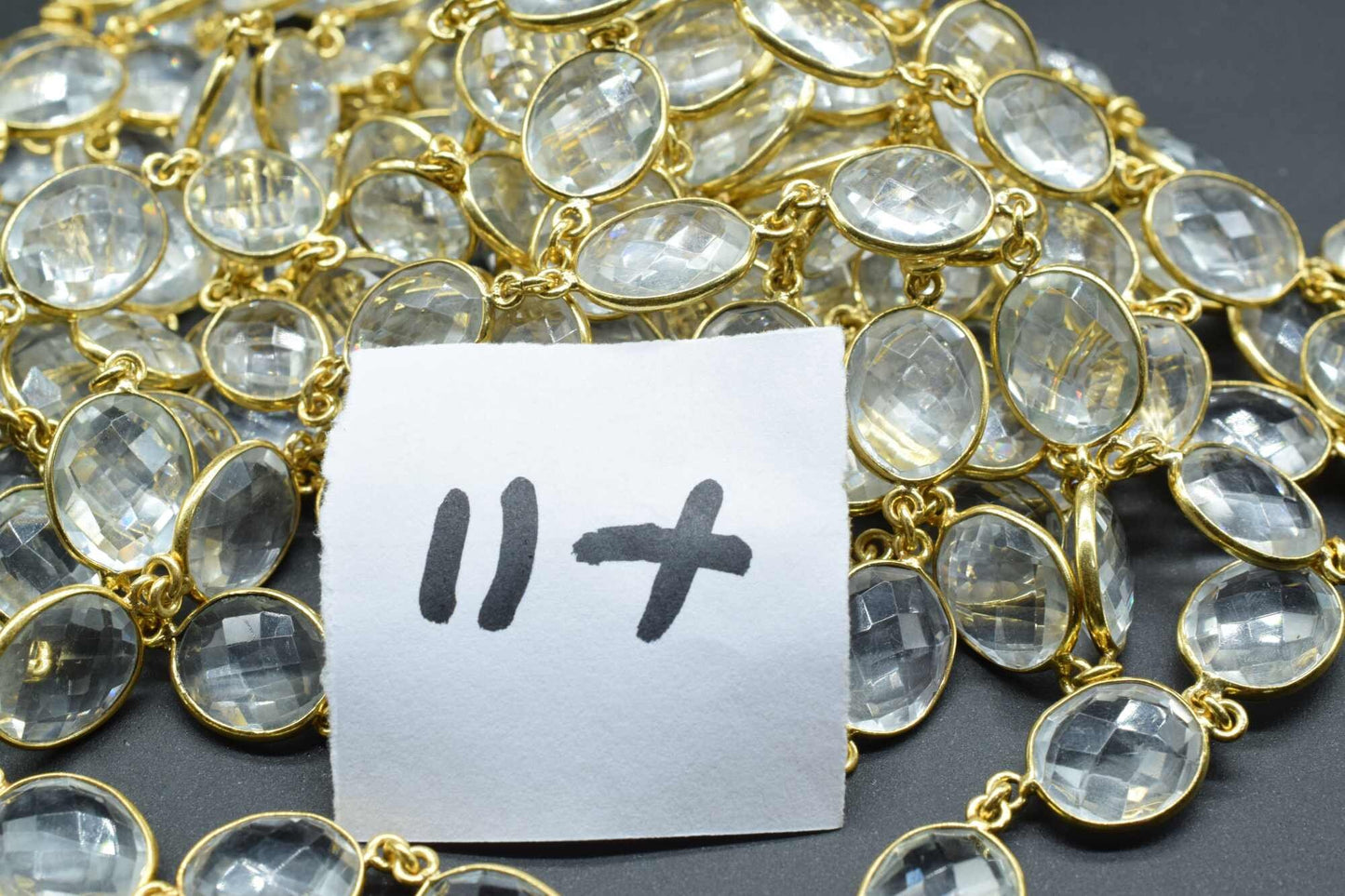 Crystal Quartz Bezel Chain I Handmade Bezel Link Chain I Clear Quartz Gold Plated Bezel Chain IBrass Chain,Gemstone Connector Chain Per Foot