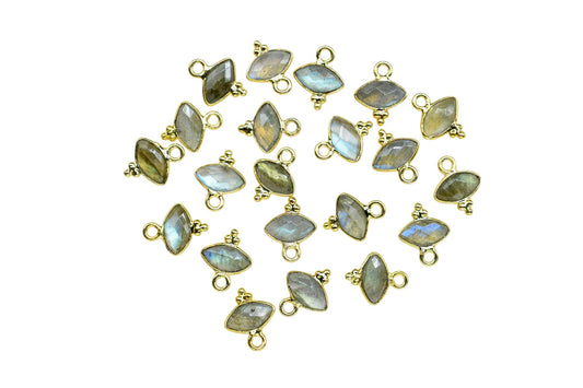 Natural Labradorite Charms Pendant/Marquise Shape Pendant/Handmade Pendant/Tiny Pendant/Necklace Connector jewelry/B'day Gift