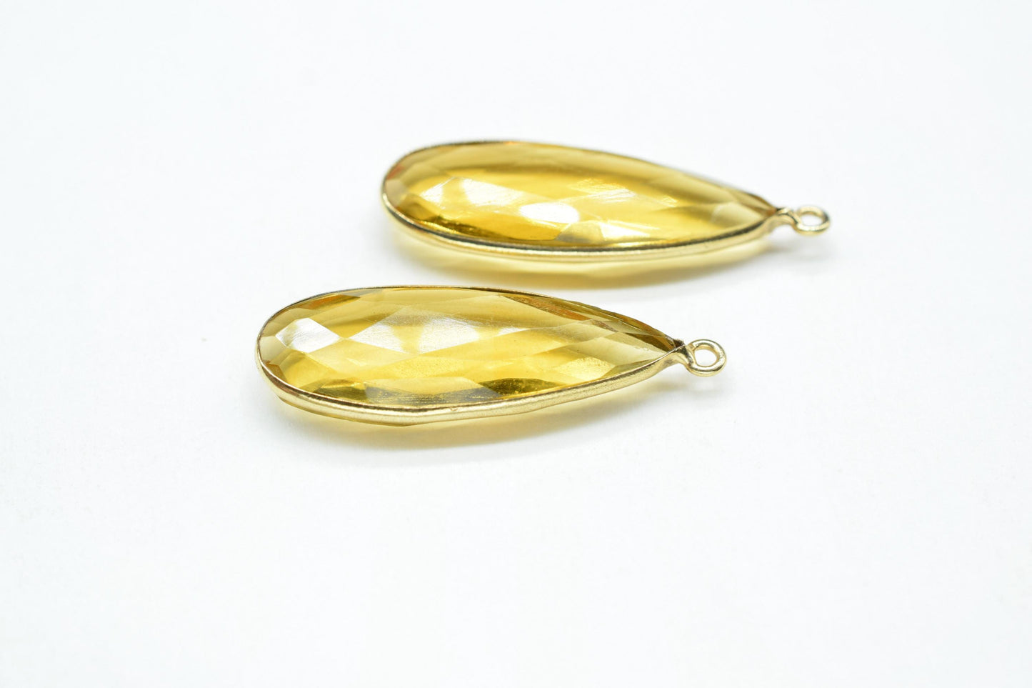 Citrine 10x30mm Pears Shape Connector,Gold Plated Single Bail Gemstone Connector,Jewelry Making Supplies,Gemstone Pendant,Bezel Charms,Gifts