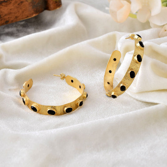 Natural Gemstone Black Onyx Earring/Handmade Earring/Bridal Earring/Gold Plated Earring/Dangle Earring/Statement Earring/Long Earring/Gift