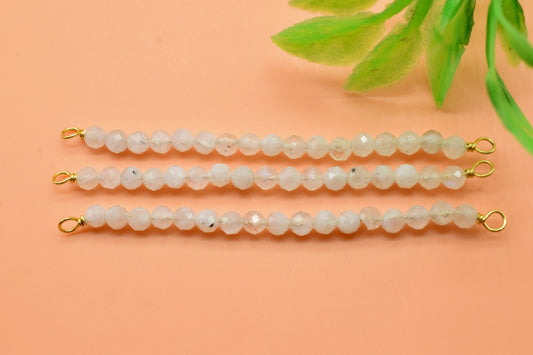 Moonstone Bar Pendant,Double Loop Connector,Wire Wrapped Beads Pendant,3mm Moonstone beaded Pendant,Double Bail,Necklace Making Supply,Gift