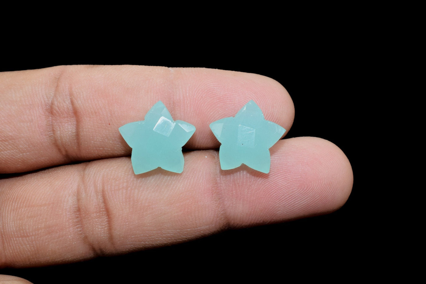 Aqua Chalcedony 14mm carved star shape Briolettes,star shape Faceted Briolette,Gemstone,Hand Carved Briolette,Carving Gemstone,Carved stones