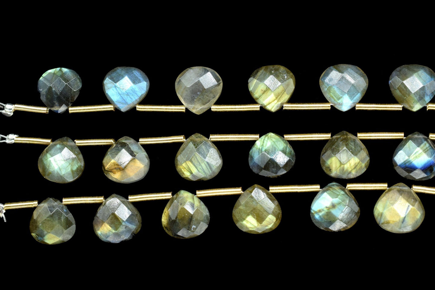 Labradorite Faceted Heart Shape Briolettes,Gemstone Heart Beads,Labradorite 6 inch strand,Jewelry Making Supplies,Labradorite Heart jewelry