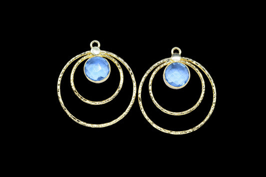 Tanzanite Round Bezel Connector,Single Bail Bezel Charm,Tanzanite Earring Connector,Unique Designs Bezel,Tanzanite Pendant,Tanzanite Jewelry