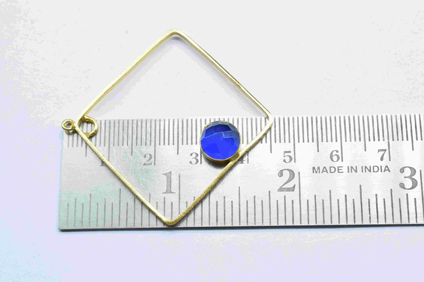 Blue Chalcedony Gemstone Connector, 32mm Square Shape Pendant Component,Handmade Earring,Finding Component Earring,Blue Chalcedony Jewelry