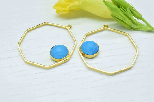 Copper Turquoise Gemstone 10mm Round Shape Pendant,Single Bail Pendant,Turquoise Pendant,Faceted Turquoise Gemstone,Finding Hexagon Jewelry