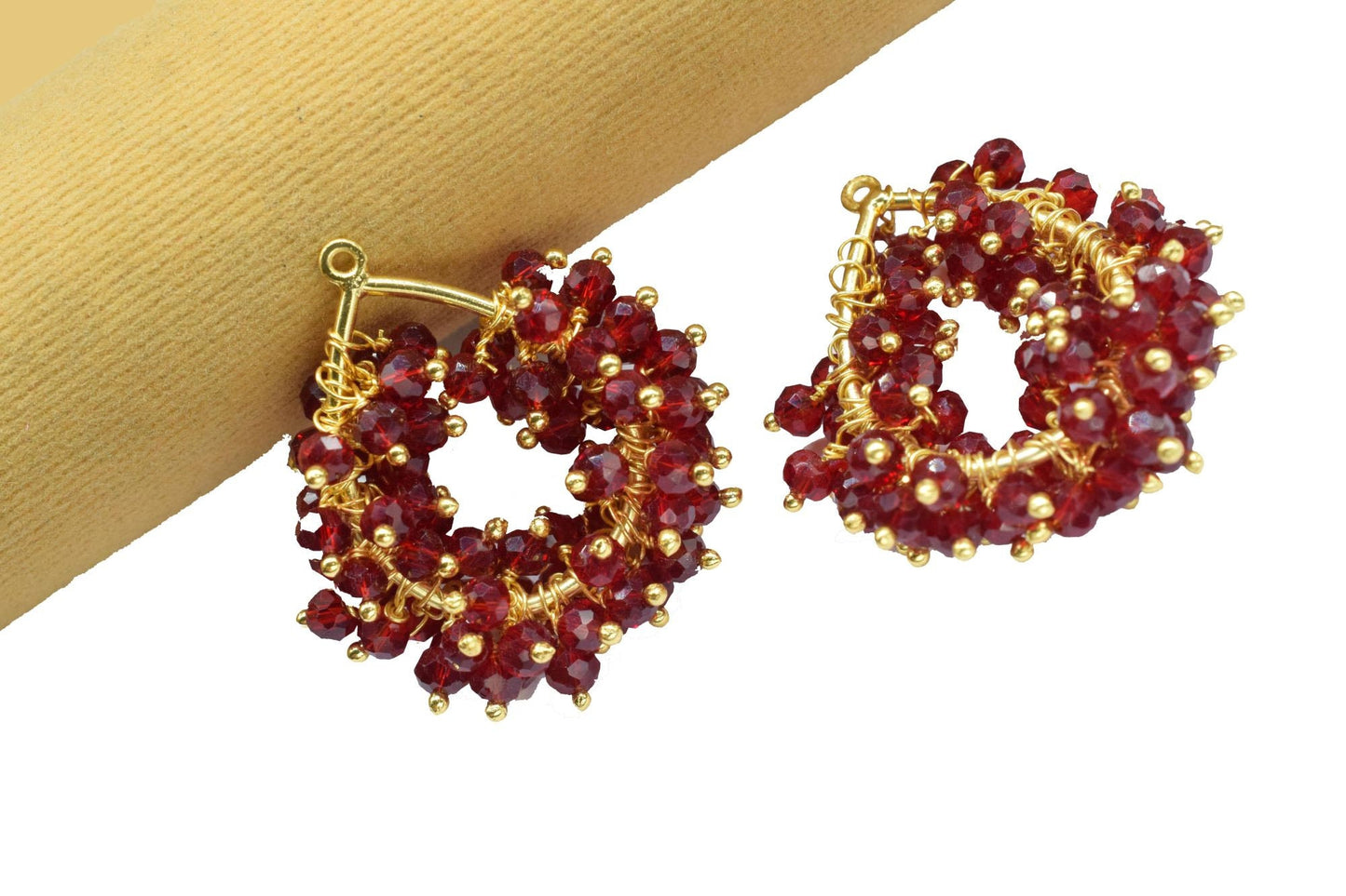 Garnet Pendant Charm,Wire Wrapped Gemstone Component,Gold Vermeil Dangle Earring,Handmade Beaded Charms Necklace,Garnet Pendant Jewelry Gift