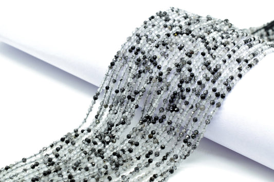 Natural black rutile beads,tiny 2mm faceted beads,Rondelle Faceted beads,Quartz beads,AAA grade beads,Fine Quality Black Rutile Beads