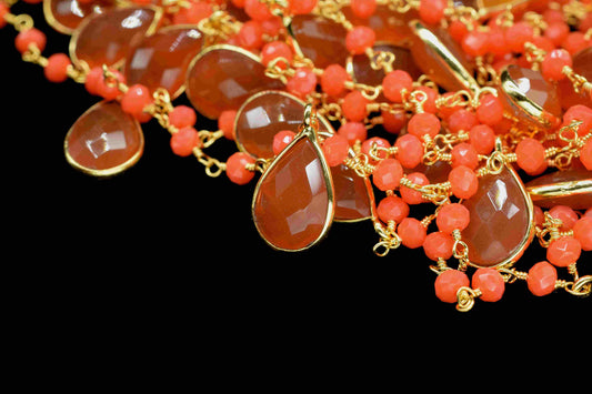 Carnelian 8x12mm Teardrop Shape Bezels Chain,Carnelian Beads Faceted Chain,Carnelian Beads Handmade Bezels Link Jewelry,Jewelry Making Chain