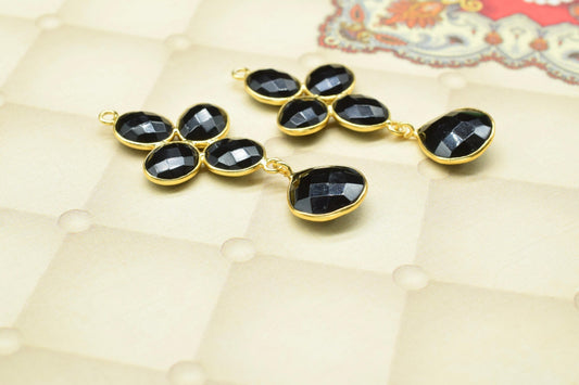 Black Onyx Dangle Earrings,Multi Stone Dangle Earring,Statement Earring,Gemstone Bezel Earring,Black Onyx Drop Earring,Handmade Jewelry Gift