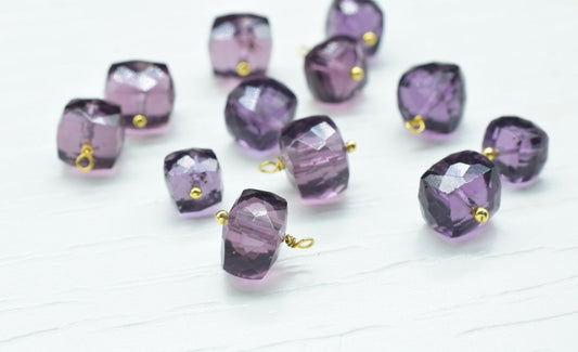 Amethyst Component pendant Charm,Handmade pendant Jewelry,3D Cube Box pendant Charms,Gemstone 3D Cube Beads,Amethyst pendant Connector,Gift