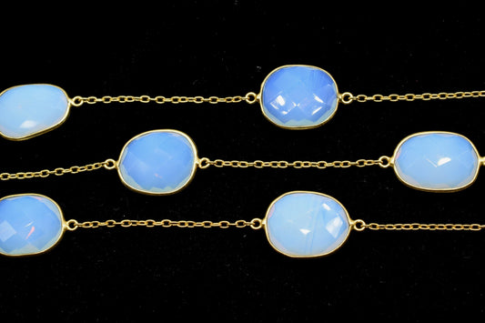 Opalite Faceted Bezel Connector Station Link Chain,Opalite Free form Size Connector Chain,Opalite Bezel Connector Chain,Bracelet Chains