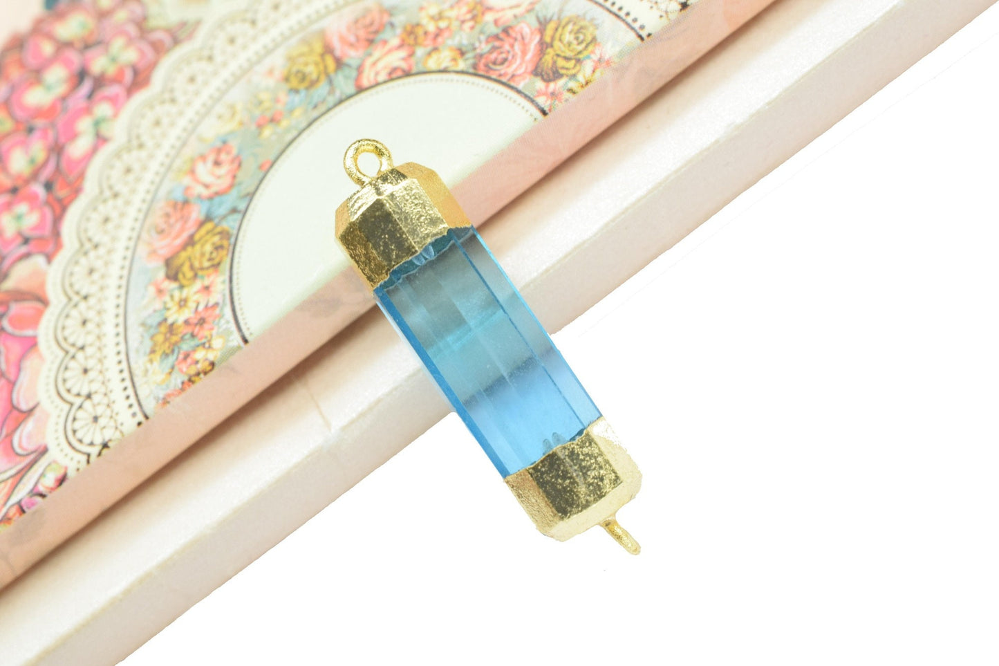 Sky Topaz Pointed Pendants,Gemstone Sky Topaz Jewelry Making Supply,Double Bail Point Connectors,Pencil Pendants,Handmade Pencil Charms,Gift