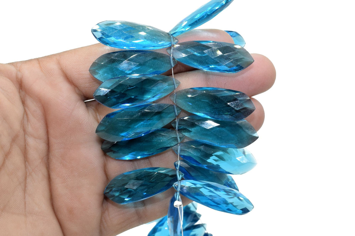 London Blue Topaz Long 10x32mm Briolettes,Blue Topaz Briolette Beads,Blue Topaz Calibrated Beads,Blue Topaz Pair Briolette,Blue Topaz stones
