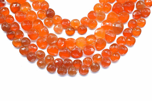 Carnelian Faceted Heart Shape Beads, Carnelian 10mm Heart Shape Beads, Faceted Orange Carnelian Beads, Heart Shape Carnelian Beads, jewelry