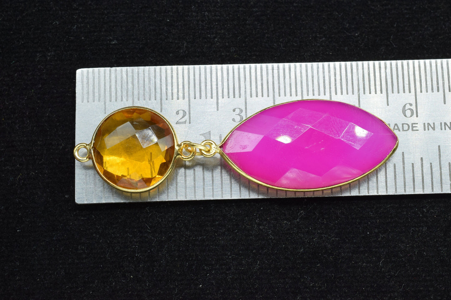 Pink Chalcedony Component pendant,Multi Gemstone Dangle Earring,Necklace Connector,Handmade jewelry,Dangle pendant Charms,Citrine Connectors