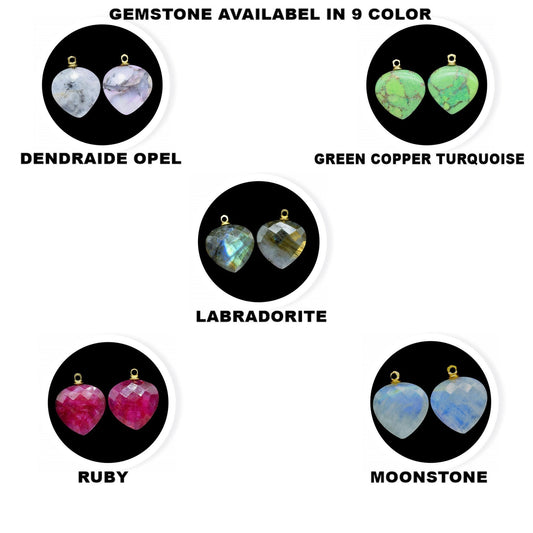 Gemstone Briolettes,Jewlry Making Connectors,20mm Heart Shape Pendant Charms,Natural Gemstone Pendants,Earring Connectors.Braclet Charms,