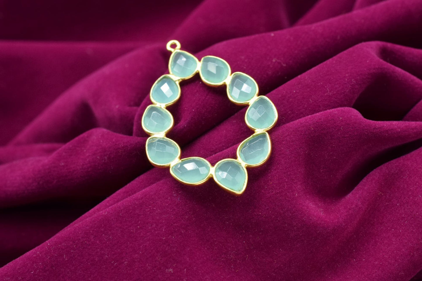 Aqua Chalcedony Earring,Aqua Chalcedony Pendant,Aqua Chalcedony Bezel,10mm t Bezel,Pendant Connector,Six Attached Bezel,Necklace Pendant