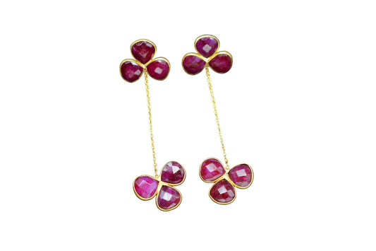 Natural Ruby Gemstone Earring/Bridal Earrings/Gold Plated Earring/Dangle Earring/Gold Plated Jewelry/Statement Earrings/Bridesmaids Gifts