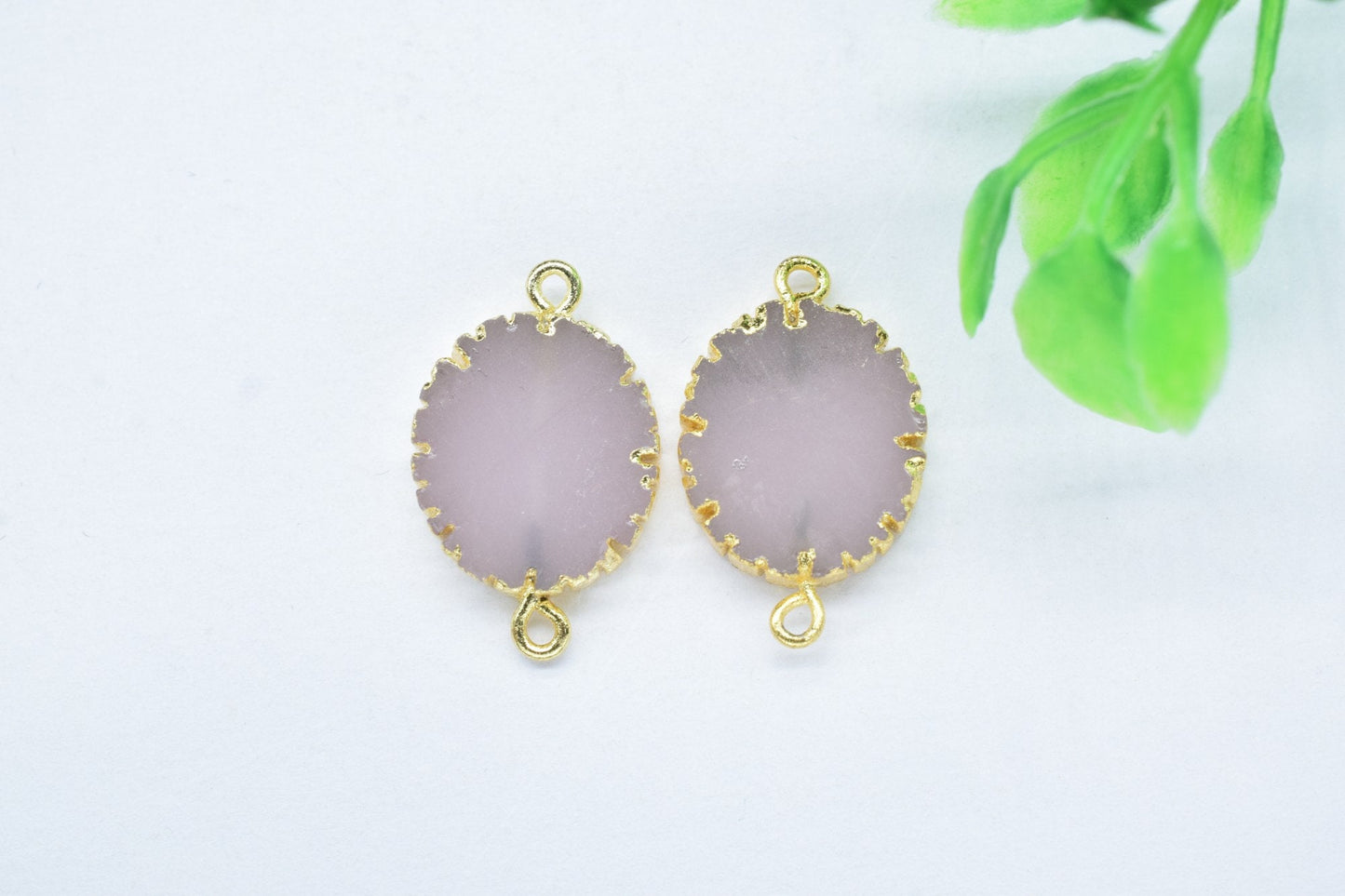 Rose Chalcedony Double Bail Connectors,Cabechon Pendant Charms,Handmade Pendant,Rose Quartz Jewelry,Oval Shape Pendants,Gemstone Component