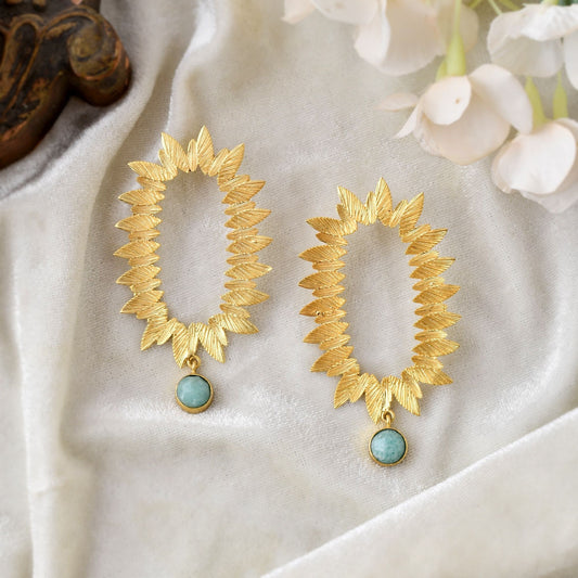 Natural Amazonite Earring/Gold Plated Earring/Handmade Earring/Bridesmaid Earring/Unique designer Earring/Women Earring/B'day Gift